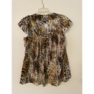 Apparenza Womans Sleeveless Shirt Top Multi-Color Animal Print Plus Size XL